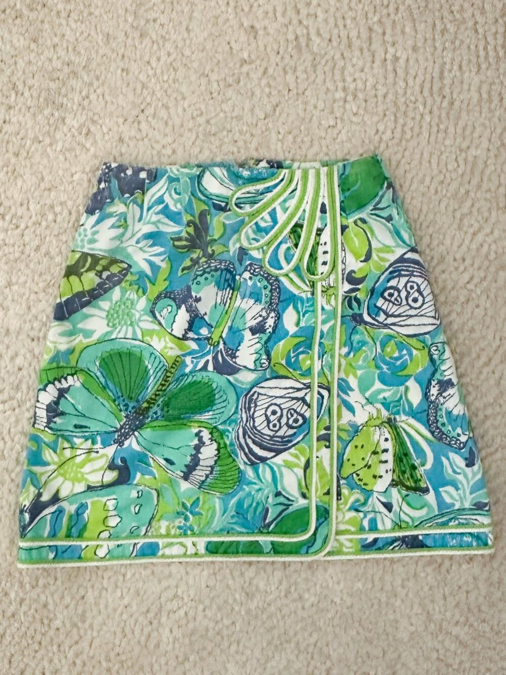 VINTAGE Lilly Pulitzer Faux Wrap Mini Skirt Butterfly Print 26" (Old Size 10)
